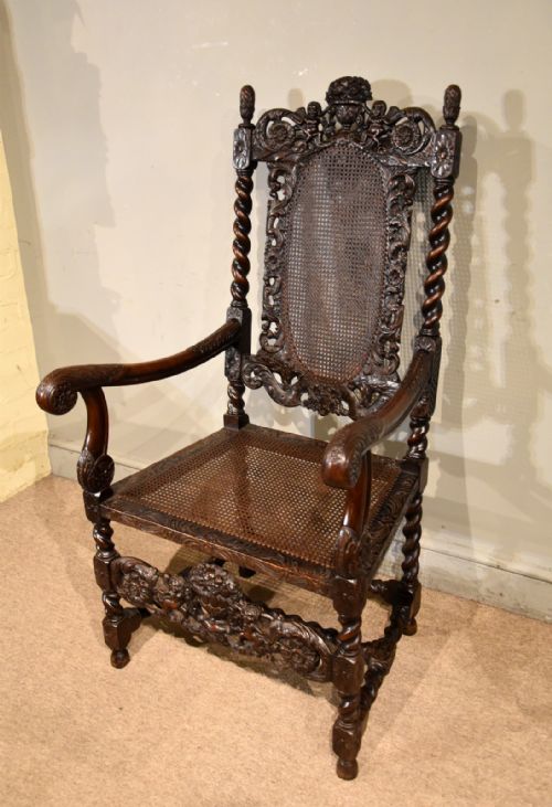 19TH CENTURY WALNUT HEAVILY CARVED ARMCHAIR - ADDITIONAL PHOTO 1