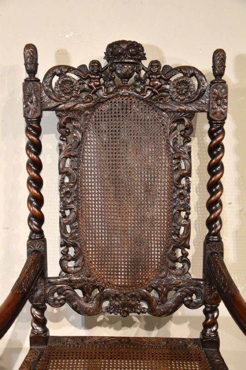 19TH CENTURY WALNUT HEAVILY CARVED ARMCHAIR - ADDITIONAL PHOTO 2
