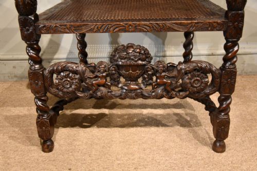 19TH CENTURY WALNUT HEAVILY CARVED ARMCHAIR - ADDITIONAL PHOTO 3