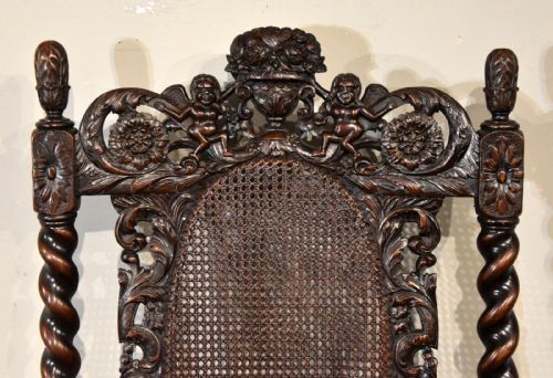 19TH CENTURY WALNUT HEAVILY CARVED ARMCHAIR - ADDITIONAL PHOTO 5