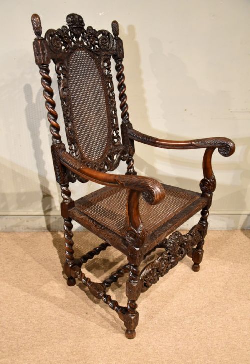 19TH CENTURY WALNUT HEAVILY CARVED ARMCHAIR - ADDITIONAL PHOTO 6