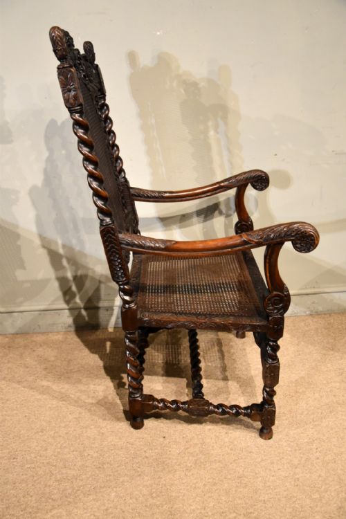 19TH CENTURY WALNUT HEAVILY CARVED ARMCHAIR - ADDITIONAL PHOTO 7