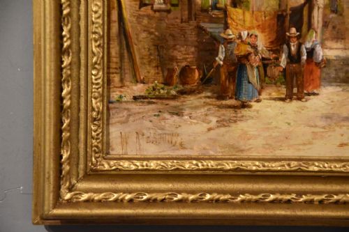 OIL PAINTING BY WILLIAM GEORGE MEADOWS A CONTINENTAL TOWN SCENE - ADDITIONAL PHOTO 4