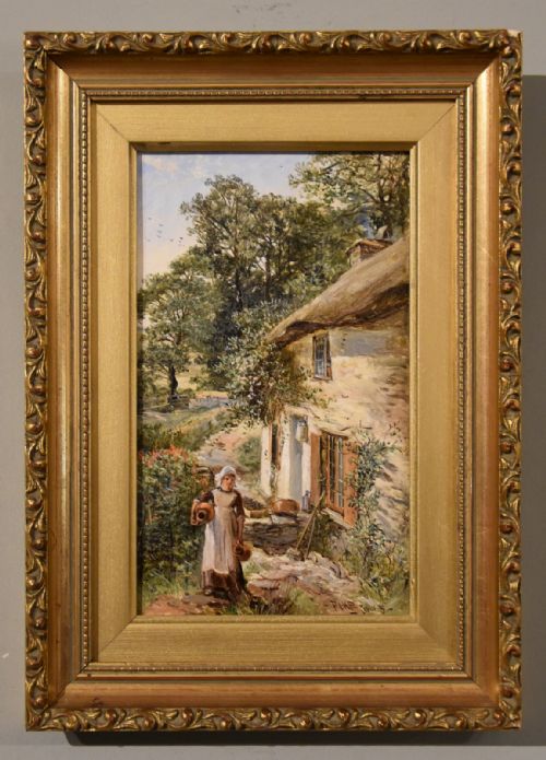OIL PAINTING PAIR BY WILLIAM HENRY PIKE WEBLEY WELL COTTAGE NOSS DEVON - ADDITIONAL PHOTO 1
