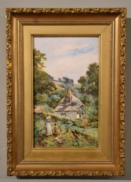 OIL PAINTING PAIR BY WILLIAM HENRY PIKE WEBLEY WELL COTTAGE NOSS DEVON - ADDITIONAL PHOTO 4