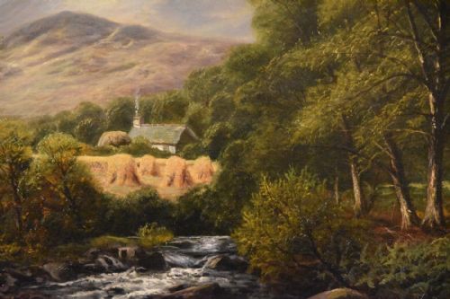 OIL PAINTING BY JAMES GUNSON ATKINSON NEAR ULPHA KIRK HOUSE ON THE RIVER DUDDON - ADDITIONAL PHOTO 4