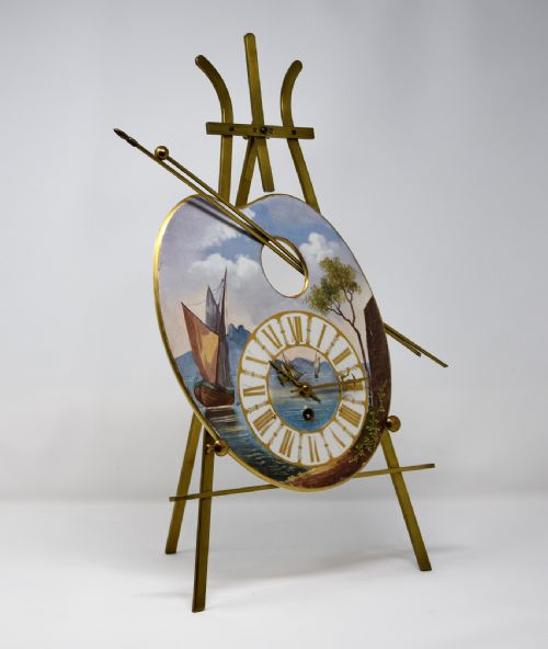 FRENCH MANTEL TIMEPIECE OF ARTISTS PALETTE FORM - ADDITIONAL PHOTO 2