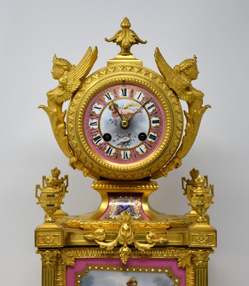 FRENCH PORCELAIN MOUNTED MANTEL CLOCK - ADDITIONAL PHOTO 2