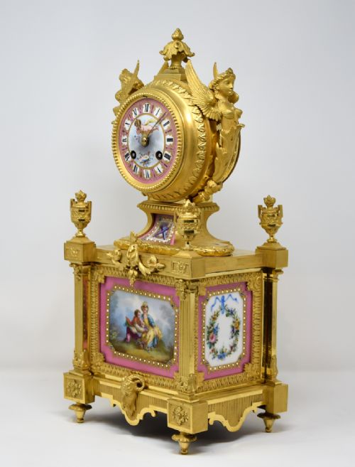 FRENCH PORCELAIN MOUNTED MANTEL CLOCK - ADDITIONAL PHOTO 3