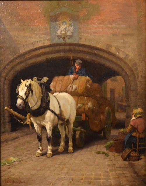 OIL PAINTING BY EDWARD BRICE STANLEY MONTEFIORE THE WOOL CART - ADDITIONAL PHOTO 2