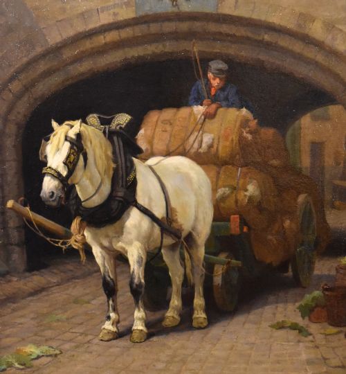 OIL PAINTING BY EDWARD BRICE STANLEY MONTEFIORE THE WOOL CART - ADDITIONAL PHOTO 3