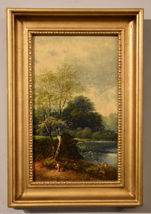 OIL PAINTING PAIR BY GEORGE HARRIS FISHING ON A DEVONSHIRE RIVER - ADDITIONAL PHOTO 1