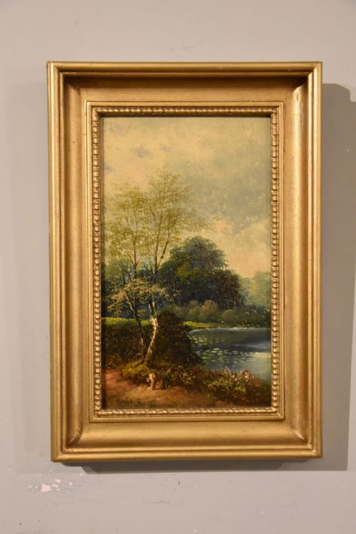 OIL PAINTING PAIR BY GEORGE HARRIS FISHING ON A DEVONSHIRE RIVER - ADDITIONAL PHOTO 2