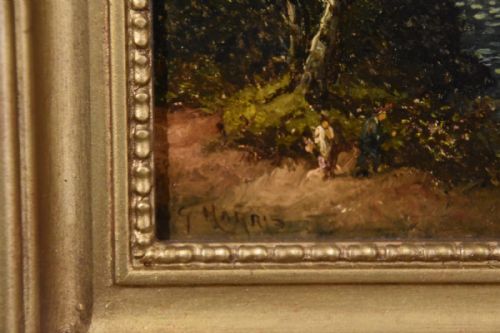 OIL PAINTING PAIR BY GEORGE HARRIS FISHING ON A DEVONSHIRE RIVER - ADDITIONAL PHOTO 3