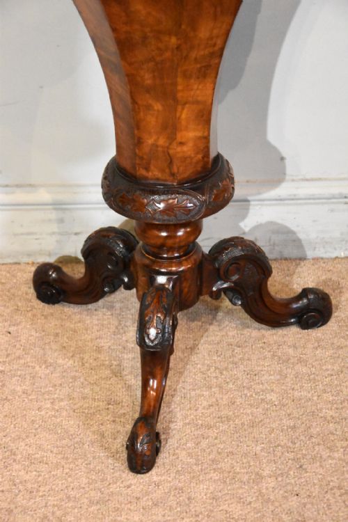 MID 19TH CENTURY WALNUT TRUMPET SHAPED WORK TABLE - ADDITIONAL PHOTO 1