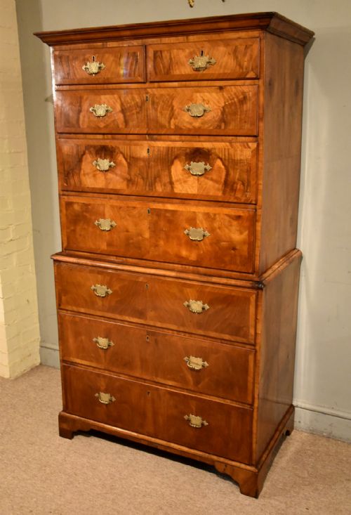 MID 18TH CENTURY SMALL WALNUT CHEST ON CHEST TALLBOY - ADDITIONAL PHOTO 2