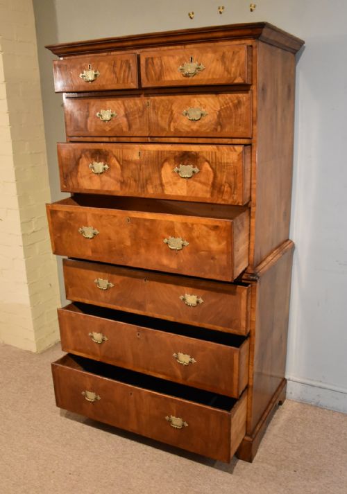 MID 18TH CENTURY SMALL WALNUT CHEST ON CHEST TALLBOY - ADDITIONAL PHOTO 5