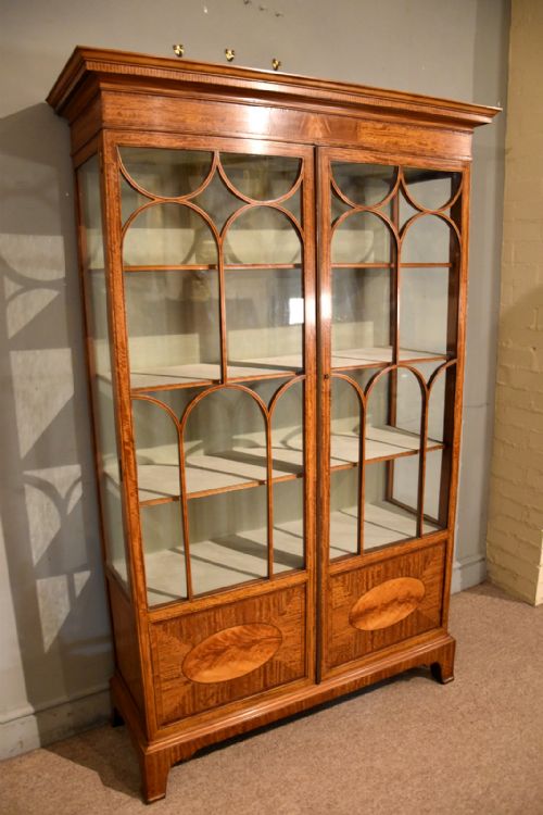 LATE 19TH CENTURY SATINWOOD GLAZED BOOKCASE - ADDITIONAL PHOTO 2