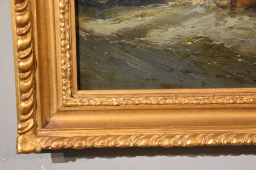 OIL PAINTING ATTRIBUTED TO HENDRIK WILLEBRORD JANSEN SHIPPING IN THE MEDITERRANEAN - ADDITIONAL PHOTO 4