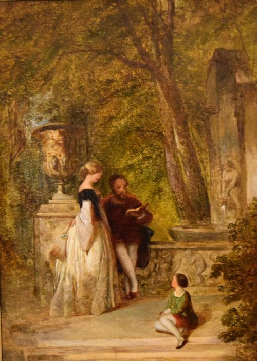 OIL PAINTING BY ARTHUR JOSEPH WOOLMER READING IN THE PARK - ADDITIONAL PHOTO 2