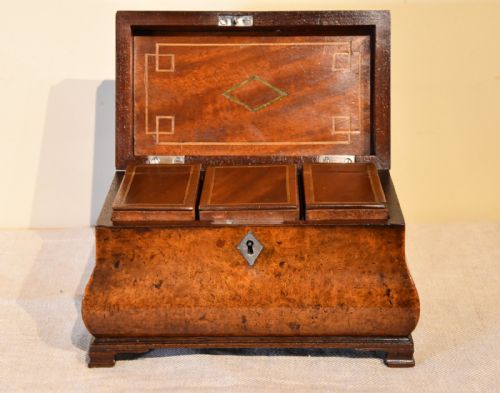 18TH CENTURY BURR WALNUT TEA CADDY - ADDITIONAL PHOTO 3