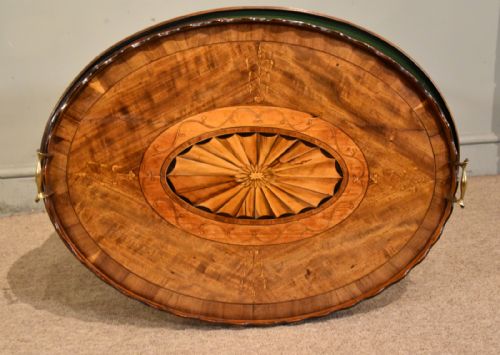 18TH CENTURY SATINWOOD INLAID OVAL TRAY ON STAND - ADDITIONAL PHOTO 2
