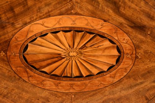 18TH CENTURY SATINWOOD INLAID OVAL TRAY ON STAND - ADDITIONAL PHOTO 3