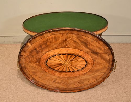18TH CENTURY SATINWOOD INLAID OVAL TRAY ON STAND - ADDITIONAL PHOTO 4