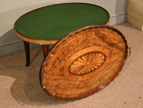 18TH CENTURY SATINWOOD INLAID OVAL TRAY ON STAND - ADDITIONAL PHOTO 5