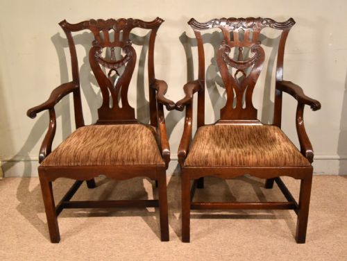 PAIR OF CHIPPENDALE PERIOD CUBAN MAHOGANY ARMCHAIRS - ADDITIONAL PHOTO 1