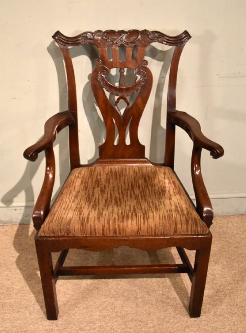 PAIR OF CHIPPENDALE PERIOD CUBAN MAHOGANY ARMCHAIRS - ADDITIONAL PHOTO 2