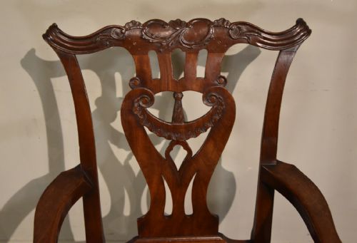 PAIR OF CHIPPENDALE PERIOD CUBAN MAHOGANY ARMCHAIRS - ADDITIONAL PHOTO 5