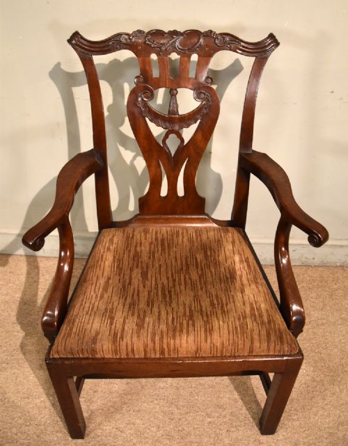 PAIR OF CHIPPENDALE PERIOD CUBAN MAHOGANY ARMCHAIRS - ADDITIONAL PHOTO 6
