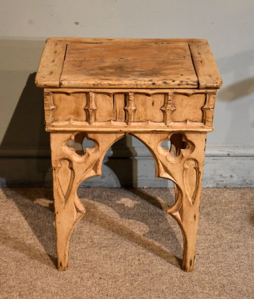 19th century gothic style box stool - CATEGORY: ANTIQUE STOOLS - DATED 19TH CENTURY