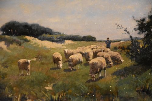 OIL PAINTING BY WILLEM ANTON ALEXANDER KNIP SHEEP GRAZING - ADDITIONAL PHOTO 2