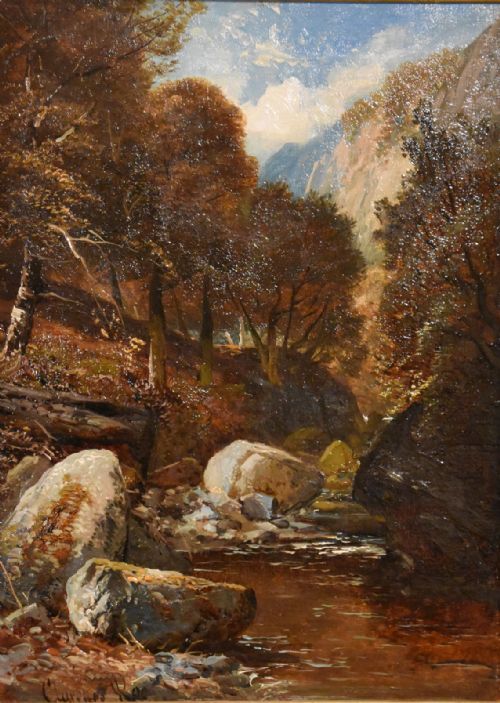 OIL PAINTING PAIR BY CLARENCE HENRY ROE WOODED GLENS NORTH WALES - ADDITIONAL PHOTO 2
