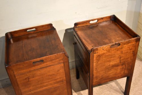 PAIR OF MATCHED GEORGE III MAHOGANY BEDSIDE COMMODES CUPBOARDS - ADDITIONAL PHOTO 4