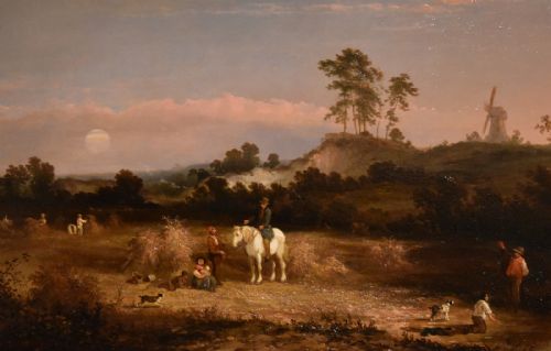 OIL PAINTING BY HENRY JOHN BODDINGTON GATHERING THE HARVEST - ADDITIONAL PHOTO 3