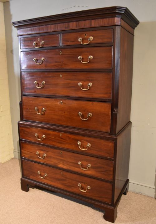 GEORGE III MAHOGANY CHEST ON CHEST - ADDITIONAL PHOTO 4