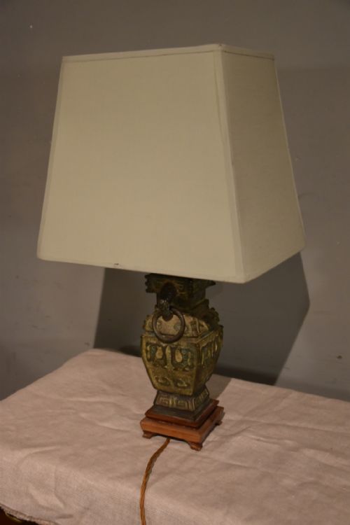 19TH CENTURY CHINESE BRONZE CONVERTED LAMP - ADDITIONAL PHOTO 2
