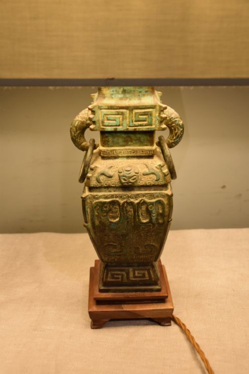 19TH CENTURY CHINESE BRONZE CONVERTED LAMP - ADDITIONAL PHOTO 3