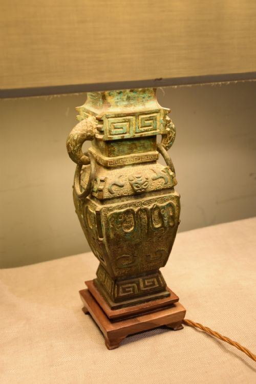 19TH CENTURY CHINESE BRONZE CONVERTED LAMP - ADDITIONAL PHOTO 4