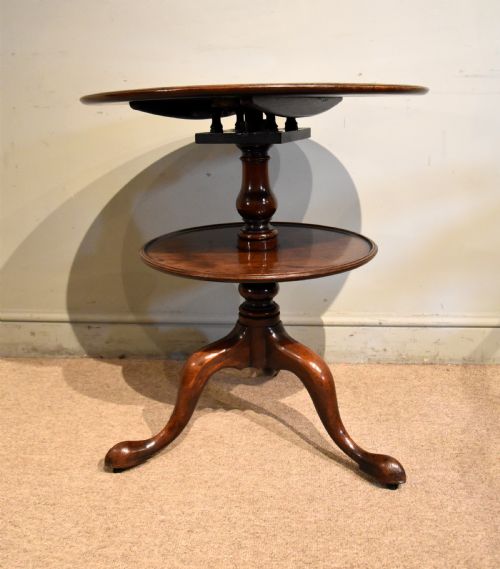 GEORGE III MAHOGANY TWO TIER TRIPOD TABLE - ADDITIONAL PHOTO 5