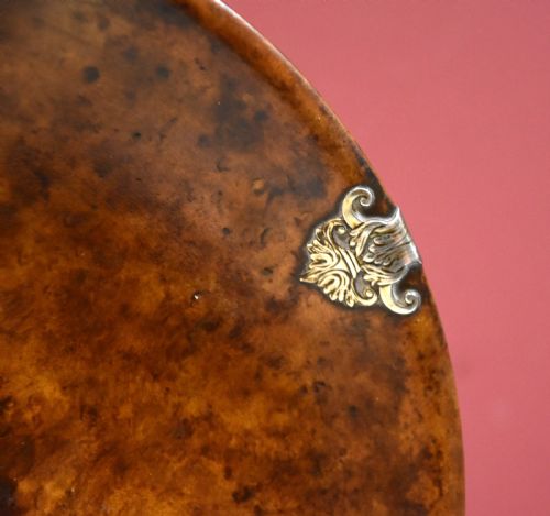 SILVER MOUNTED BURR WALNUT MAPLE BOWL - ADDITIONAL PHOTO 2