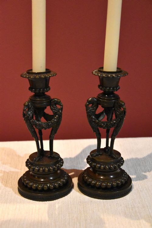 PAIR OF ENGLISH REGENCY BRONZE CANDLESTICKS - ADDITIONAL PHOTO 2