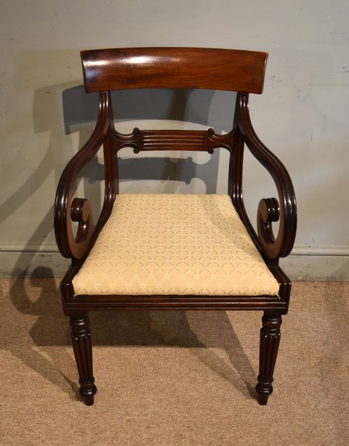REGENCY PERIOD MAHOGANY SCROLL ARMCHAIR - ADDITIONAL PHOTO 1