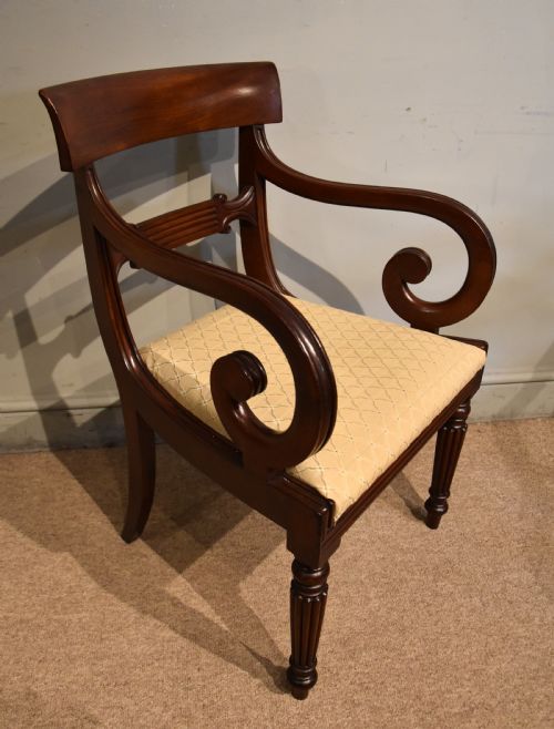 REGENCY PERIOD MAHOGANY SCROLL ARMCHAIR - ADDITIONAL PHOTO 2