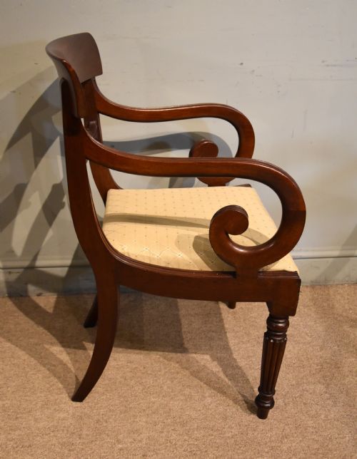 REGENCY PERIOD MAHOGANY SCROLL ARMCHAIR - ADDITIONAL PHOTO 3
