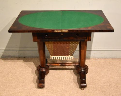 WILLIAM IV ROSEWOOD FOLDOVER GAMES TABLE - ADDITIONAL PHOTO 4