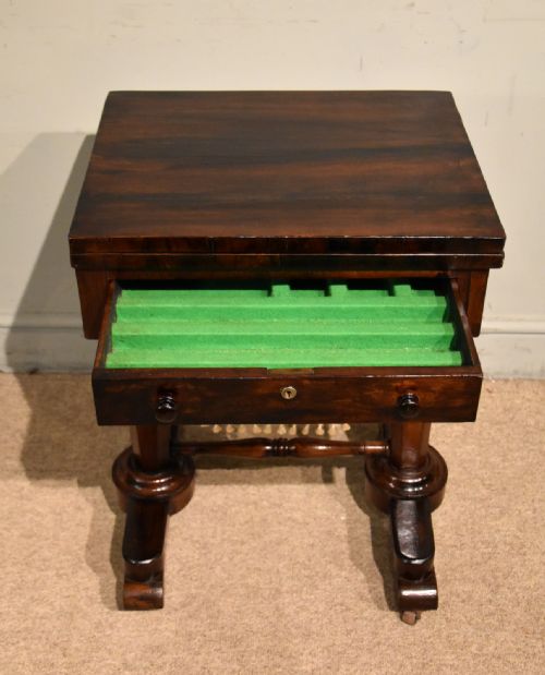 WILLIAM IV ROSEWOOD FOLDOVER GAMES TABLE - ADDITIONAL PHOTO 5
